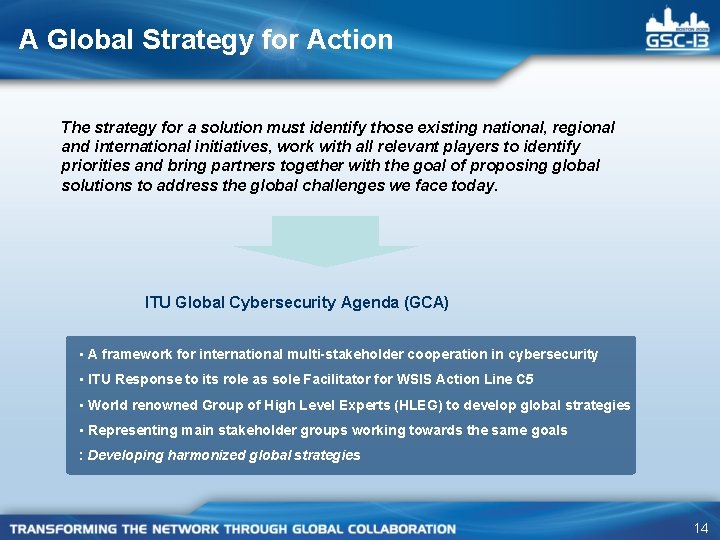 A Global Strategy for Action The strategy for a solution must identify those existing