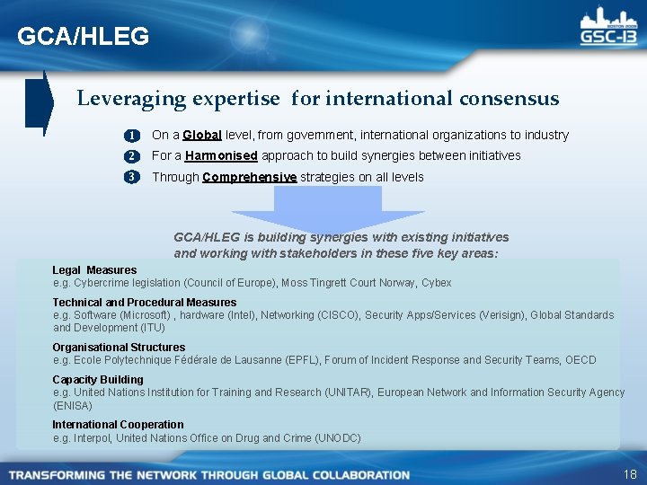 GCA/HLEG Leveraging expertise for international consensus 1 On a Global level, from government, international