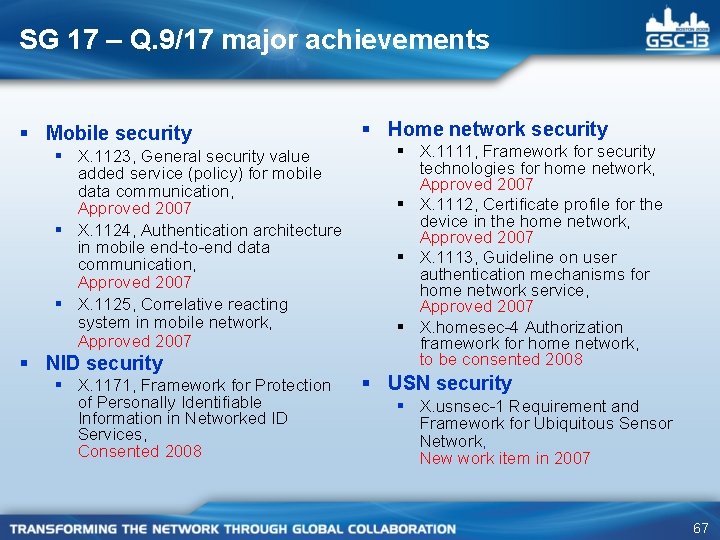 SG 17 – Q. 9/17 major achievements § Mobile security § X. 1123, General