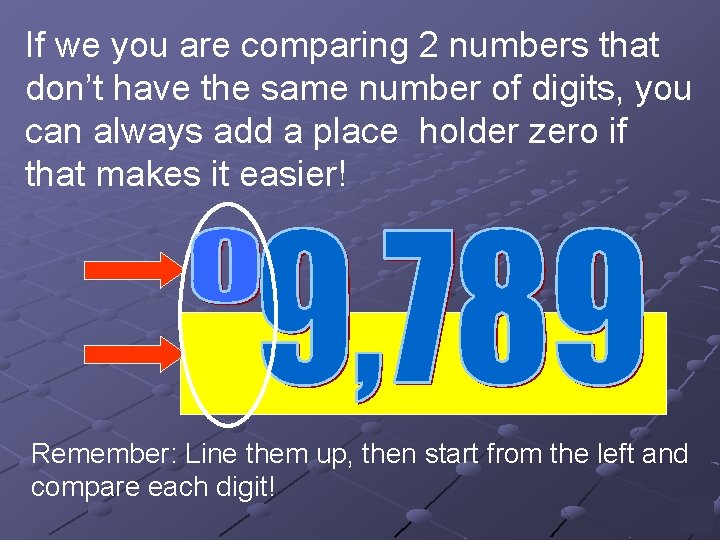 If we you are comparing 2 numbers that don’t have the same number of