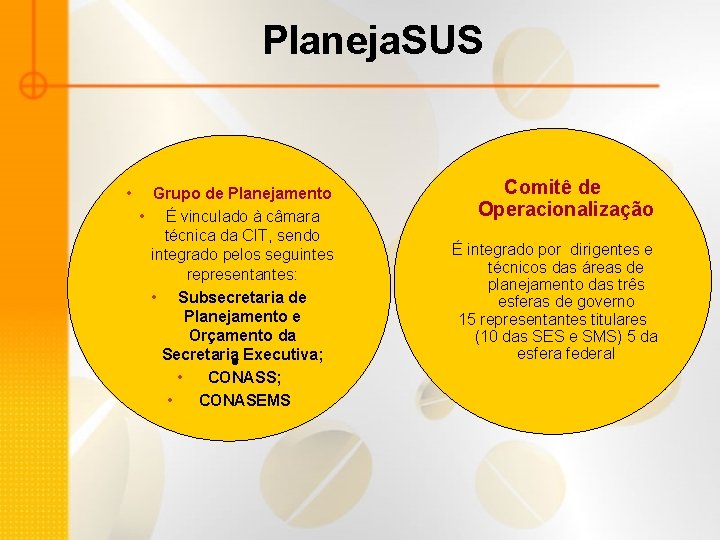 Planeja. SUS • Grupo de Planejamento • É vinculado à câmara técnica da CIT,