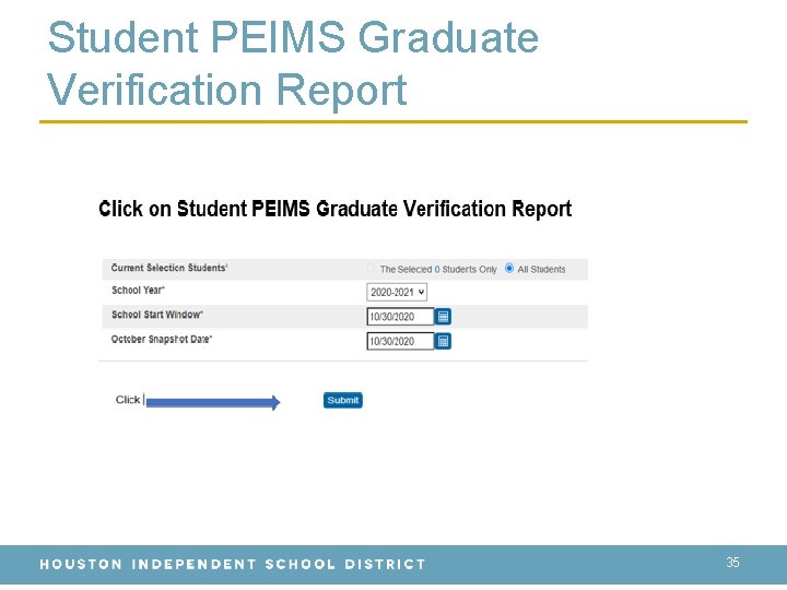 Student PEIMS Graduate Verification Report 35 
