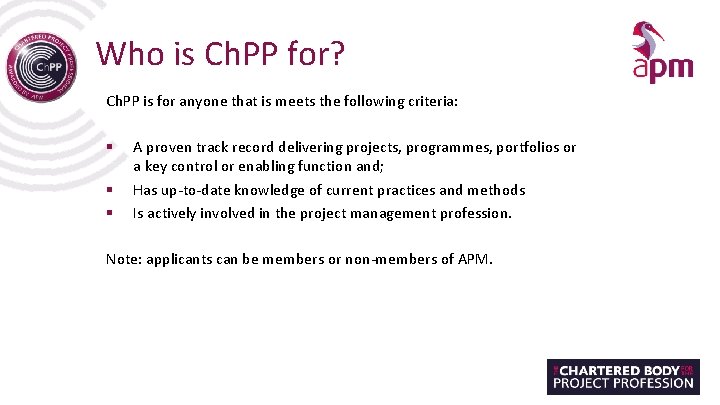 Who is Ch. PP for? Ch. PP is for anyone that is meets the