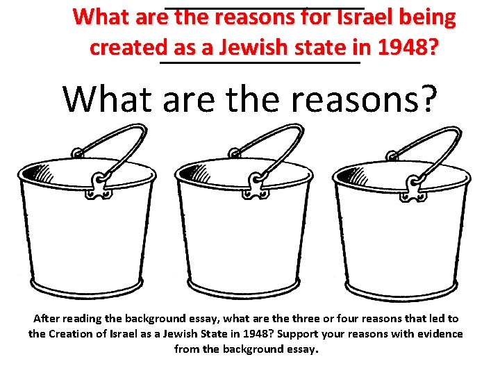 What are the reasons for Israel being created as a Jewish state in 1948?