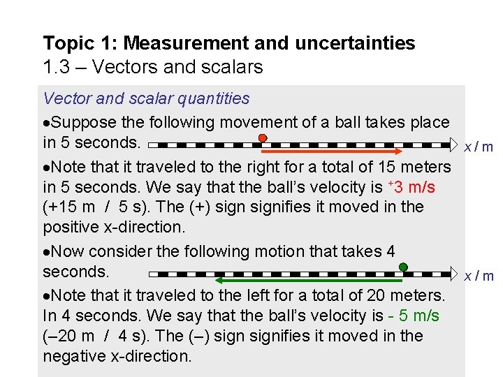 Topic 1: Measurement and uncertainties 1. 3 – Vectors and scalars Vector and scalar