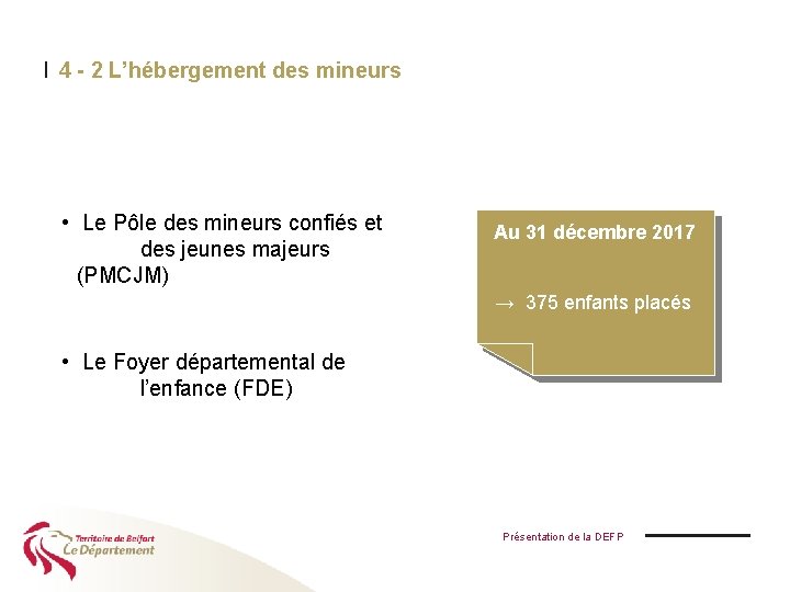 I 4 - 2 L’hébergement des mineurs • Le Pôle des mineurs confiés et