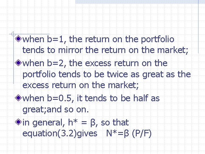 when b=1, the return on the portfolio tends to mirror the return on the