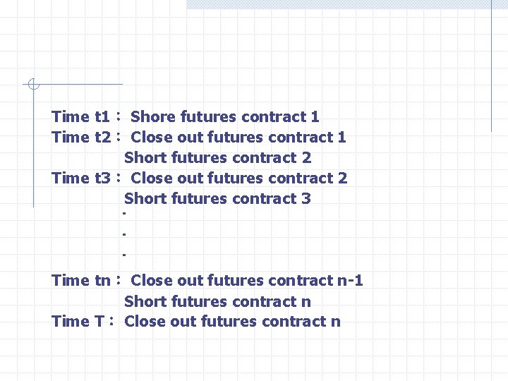 Time t 1： Shore futures contract 1 Time t 2： Close out futures contract