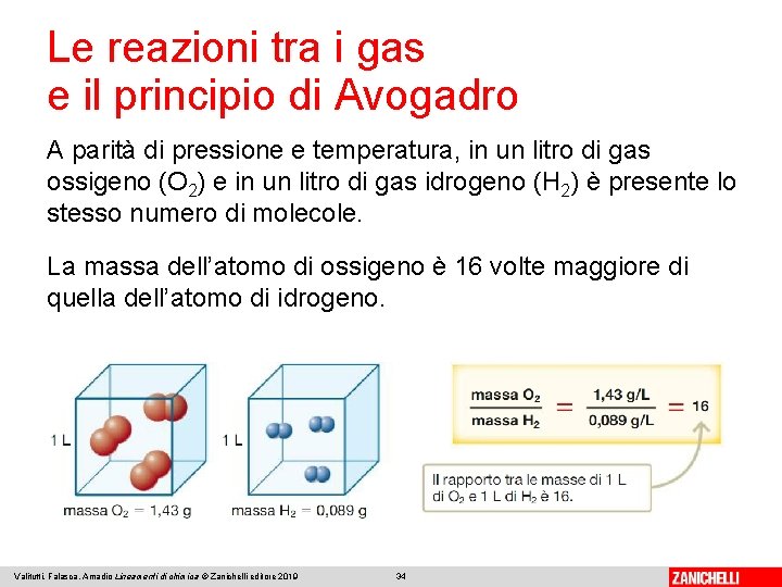 Le reazioni tra i gas e il principio di Avogadro A parità di pressione