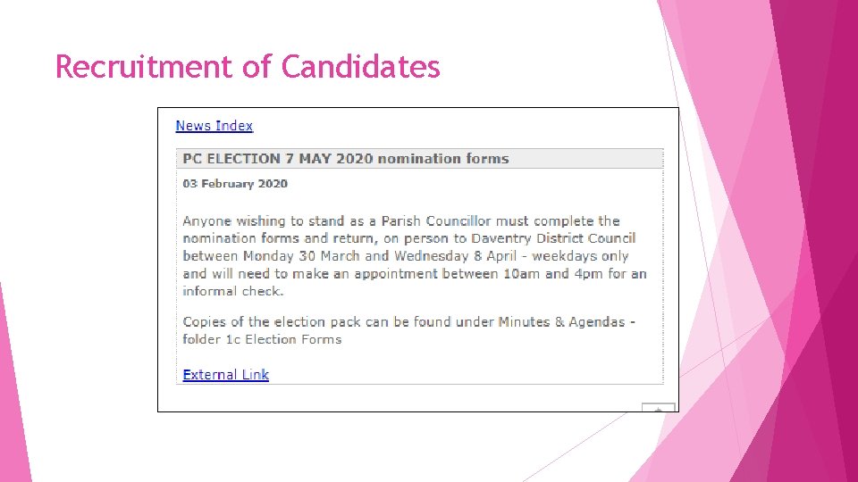 Recruitment of Candidates 