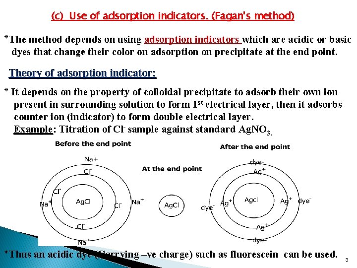 b Formation of a soluble colored compound Volhard