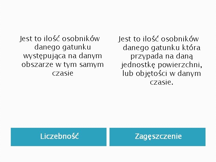 Jest to ilość osobników danego gatunku występująca na danym obszarze w tym samym czasie