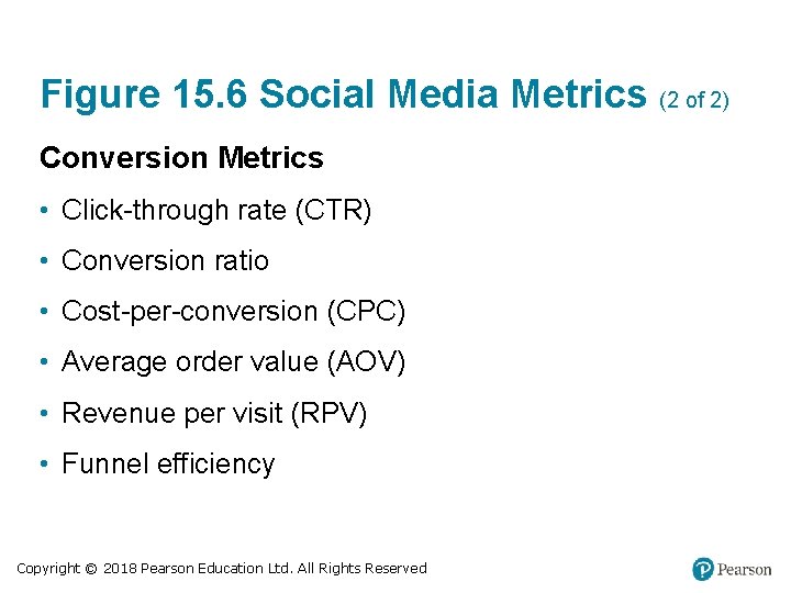 Figure 15. 6 Social Media Metrics (2 of 2) Conversion Metrics • Click-through rate