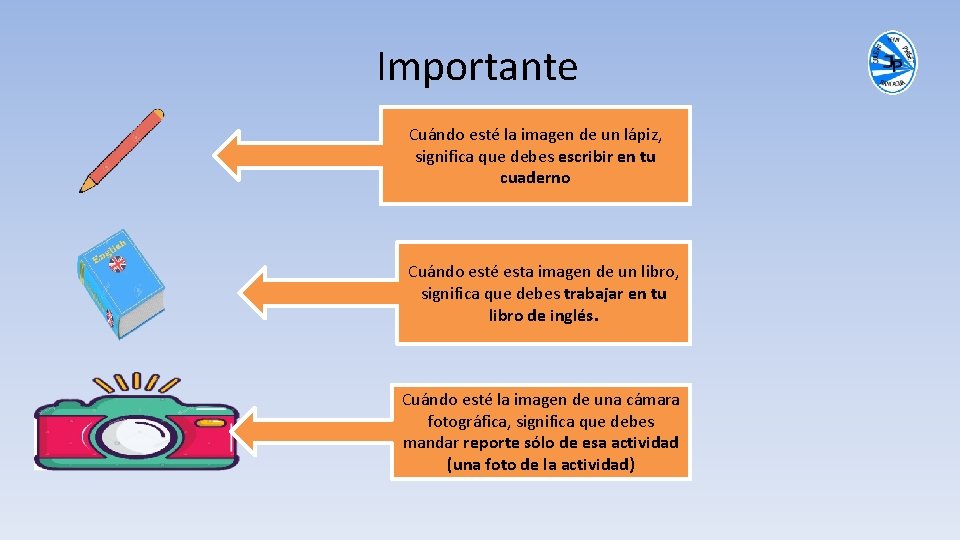 Importante Cuándo esté la imagen de un lápiz, significa que debes escribir en tu