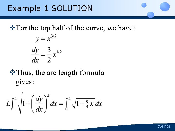 Example 1 SOLUTION v. For the top half of the curve, we have: v.