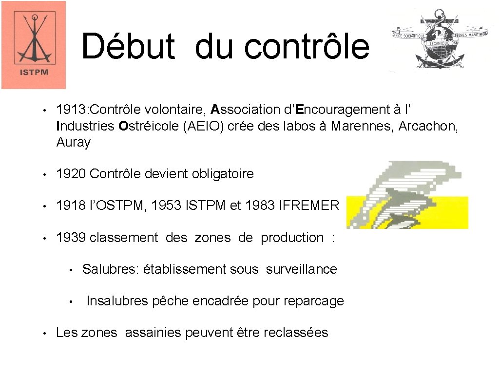 Début du contrôle • 1913: Contrôle volontaire, Association d’Encouragement à l’ Industries Ostréicole (AEIO)