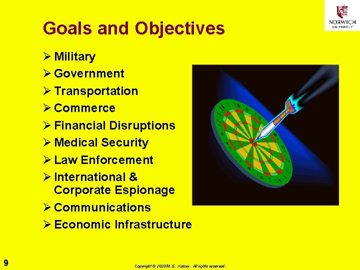 Goals and Objectives Ø Military Ø Government Ø Transportation Ø Commerce Ø Financial Disruptions