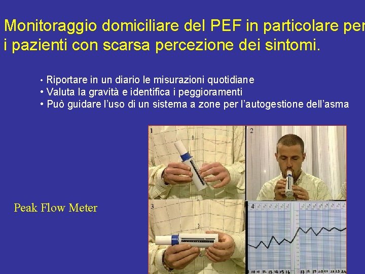 Monitoraggio domiciliare del PEF in particolare per i pazienti con scarsa percezione dei sintomi.