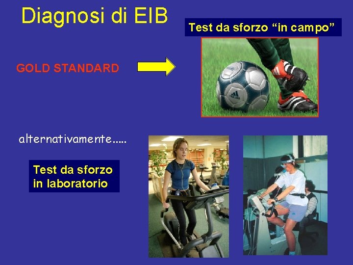 Diagnosi di EIB GOLD STANDARD alternativamente. . . Test da sforzo in laboratorio Test