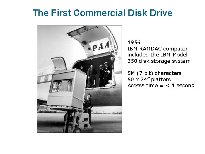 The First Commercial Disk Drive 1956 IBM RAMDAC computer included the IBM Model 350