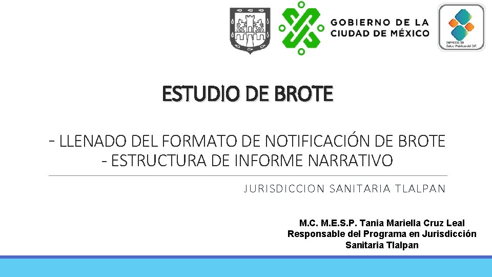 ESTUDIO DE BROTE - LLENADO DEL FORMATO DE NOTIFICACIÓN DE BROTE - ESTRUCTURA DE