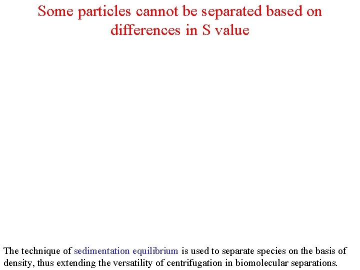 Some particles cannot be separated based on differences in S value The technique of Some particles cannot be separated based on differences in S value The technique of
