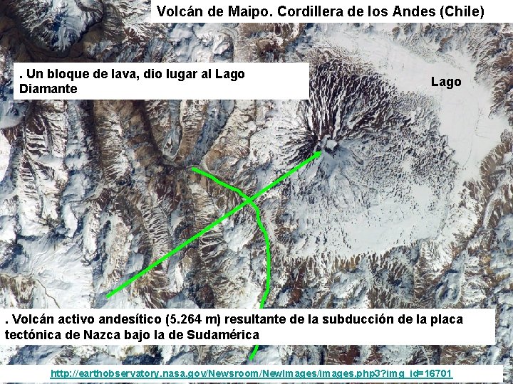 Volcán de Maipo. Cordillera de los Andes (Chile) . Un bloque de lava, dio