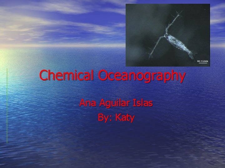 Chemical Oceanography Ana Aguilar Islas By: Katy 