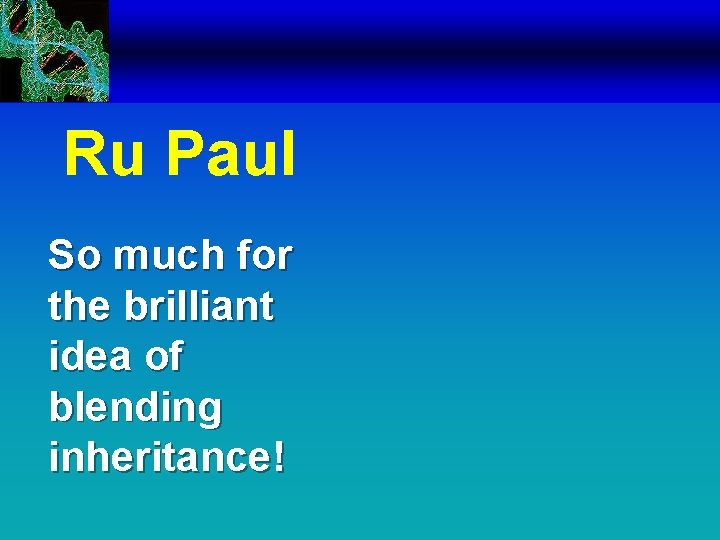 Ru Paul So much for the brilliant idea of blending inheritance! 
