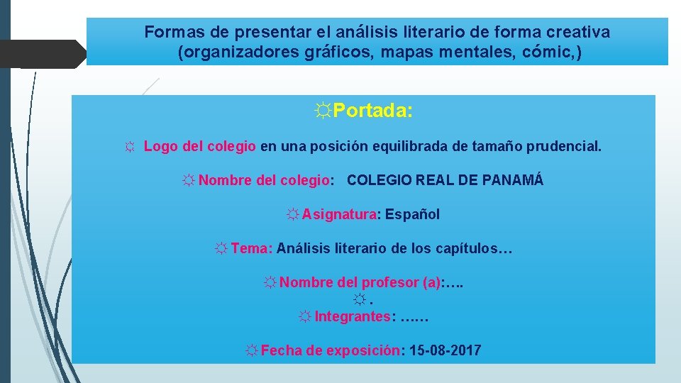 Formas de presentar el análisis literario de forma creativa (organizadores gráficos, mapas mentales, cómic,