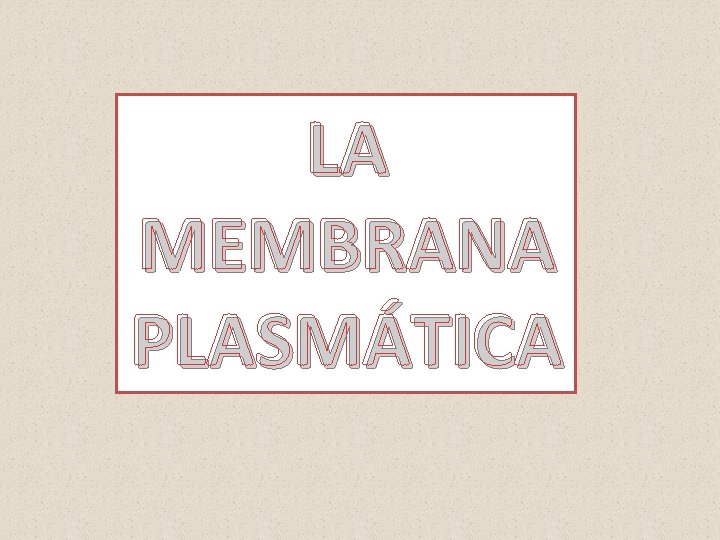 LA MEMBRANA PLASMÁTICA 