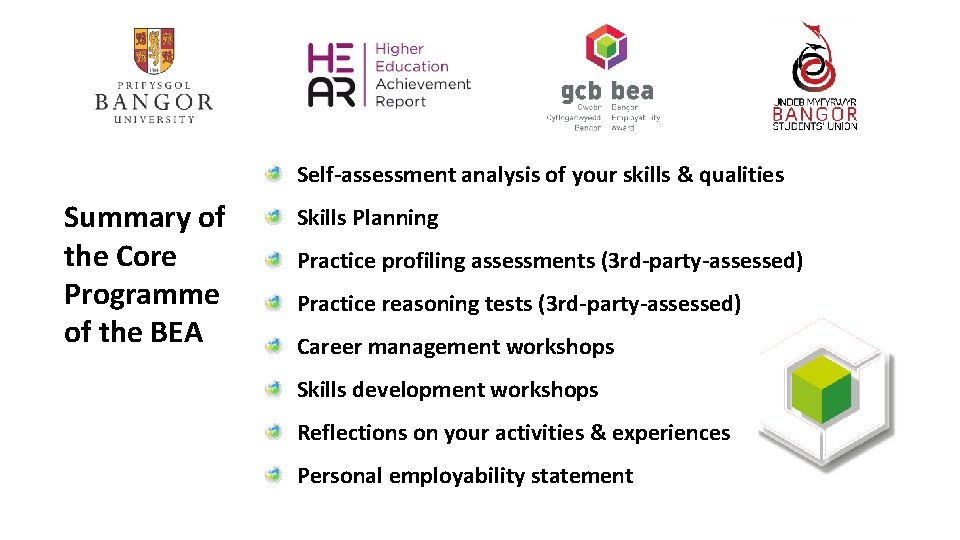 Self-assessment analysis of your skills & qualities Summary of the Core Programme of the Self-assessment analysis of your skills & qualities Summary of the Core Programme of the