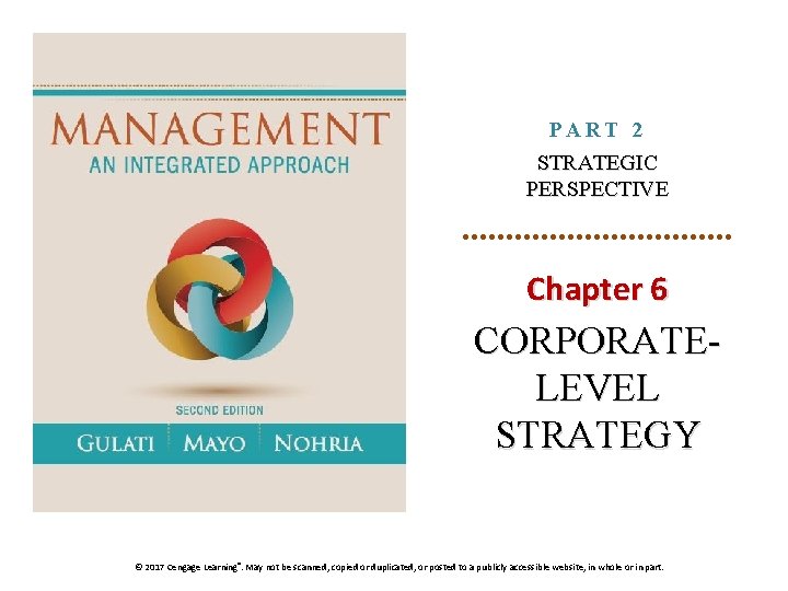 PART 2 STRATEGIC PERSPECTIVE Chapter 6 CORPORATELEVEL STRATEGY © 2017 Cengage Learning®. May not