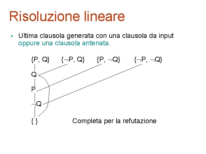 Risoluzione lineare § Ultima clausola generata con una clausola da input oppure una clausola