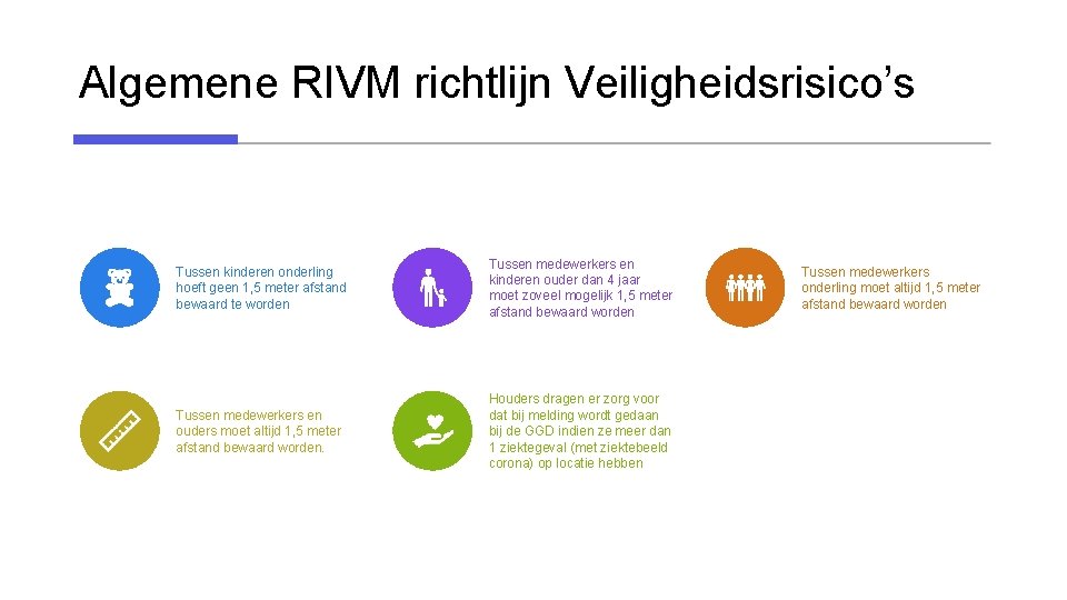 Algemene RIVM richtlijn Veiligheidsrisico’s Tussen kinderen onderling hoeft geen 1, 5 meter afstand bewaard