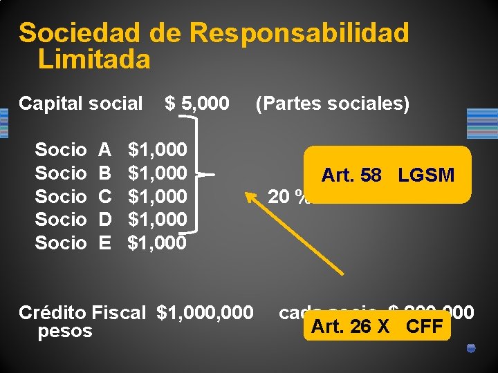 Sociedad de Responsabilidad Limitada Capital social Socio Socio A B C D E $