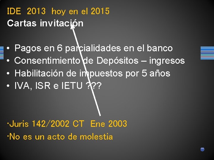 IDE 2013 hoy en el 2015 Cartas invitación • • Pagos en 6 parcialidades