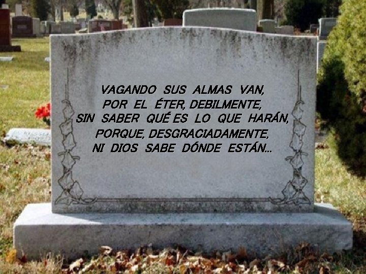 VAGANDO SUS ALMAS VAN, POR EL ÉTER, DEBILMENTE, SIN SABER QUÉ ES LO QUE