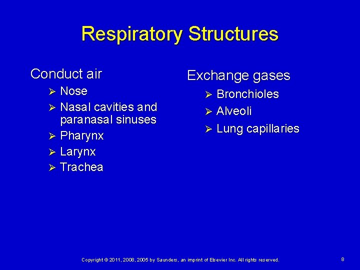 Respiratory Structures Conduct air Nose Ø Nasal cavities and paranasal sinuses Ø Pharynx Ø
