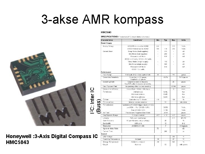 I 2 C: Inter IC (Buss) 3 -akse AMR kompass Honeywell : 3 -Axis