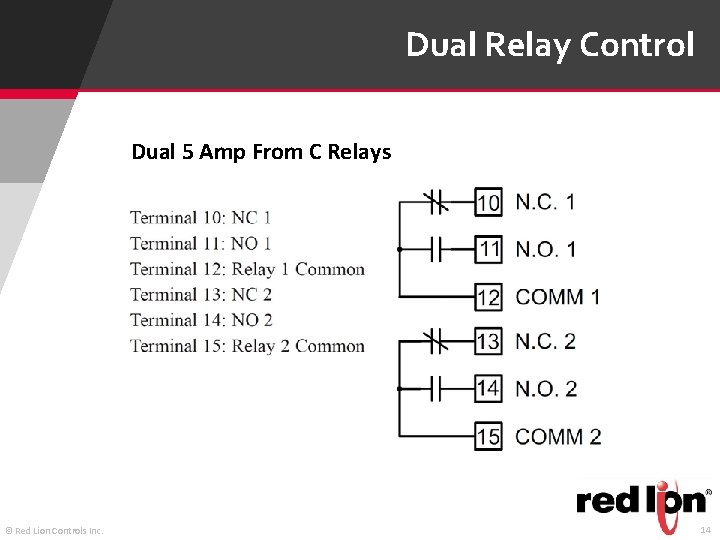 Dual Relay Control Dual 5 Amp From C Relays © Red Lion Controls Inc.