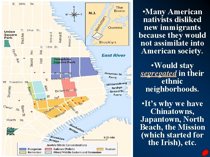  • Many American nativists disliked new immigrants because they would not assimilate into