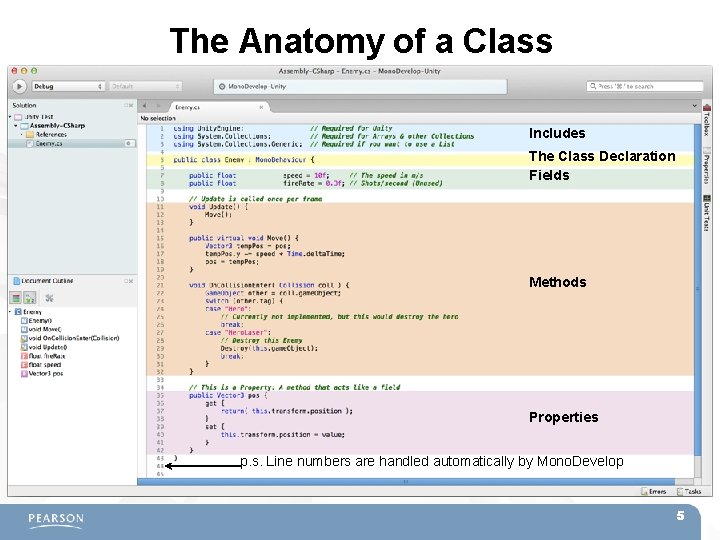 The Anatomy of a Class Includes The Class Declaration Fields Methods Properties p. s.