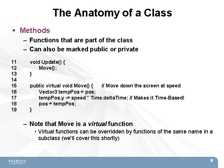 The Anatomy of a Class Methods – Functions that are part of the class