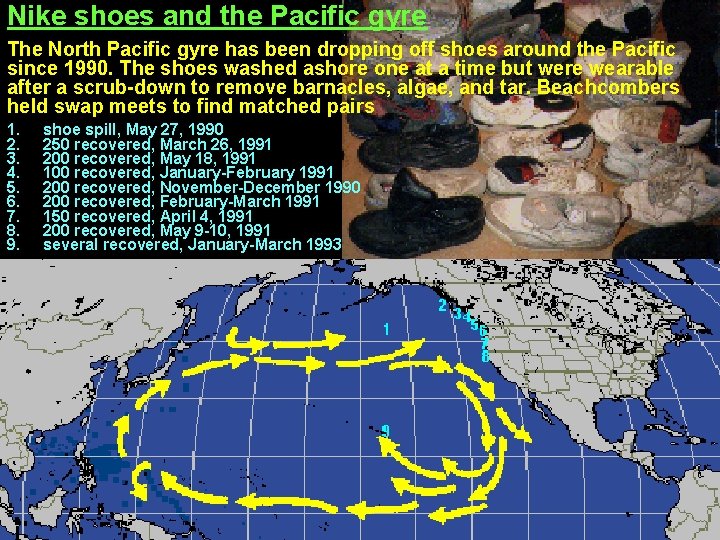 Nike shoes and the Pacific gyre The North Pacific gyre has been dropping off