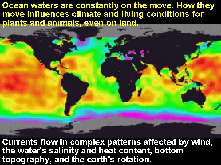 Ocean waters are constantly on the move. How they move influences climate and living