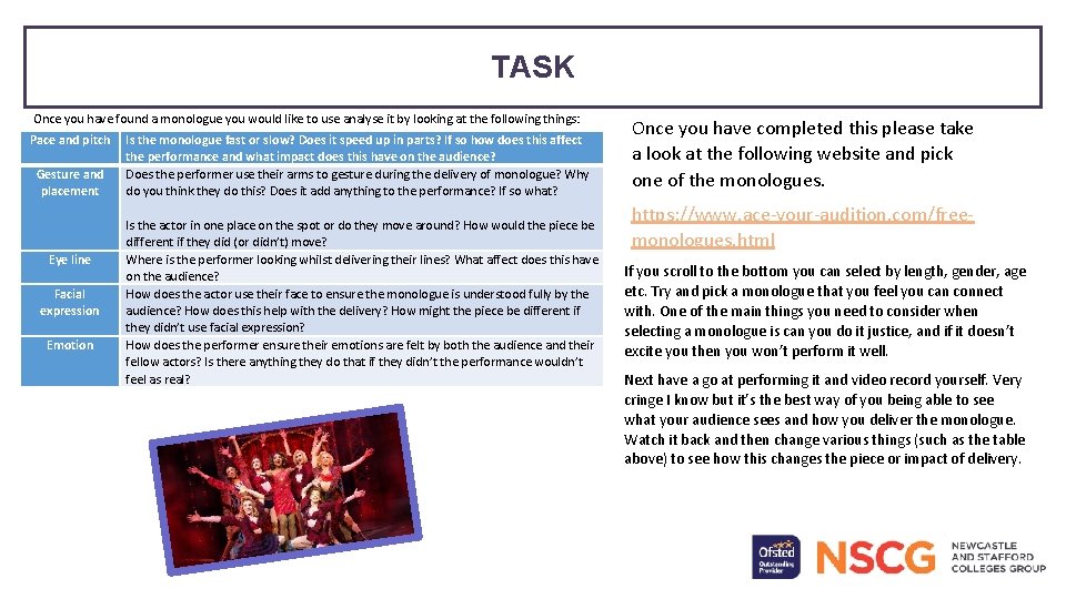 TASK Once you have found a monologue you would like to use analyse it
