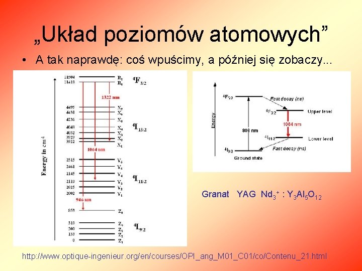 „Układ poziomów atomowych” • A tak naprawdę: coś wpuścimy, a później się zobaczy. .