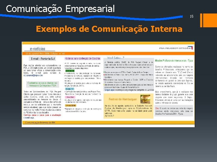 Comunicação Empresarial Exemplos de Comunicação Interna 15 