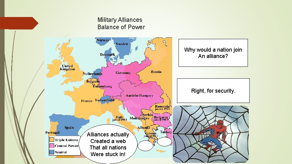 Military Alliances Balance of Power Why would a nation join An alliance? Right, for